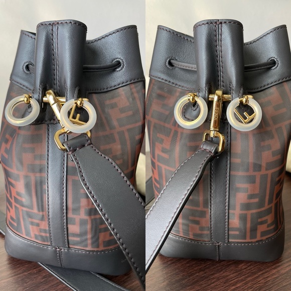 AUTHENTIC FENDI MON TRESOR BROWN BUCKET BAG IN ZUCCA MESH RETAIL 2,490$ - Picture 9 of 17
